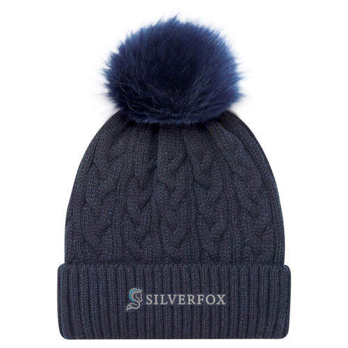 Cuff Toque (Faux Fur Pom Pom) - Navy Thumbnail