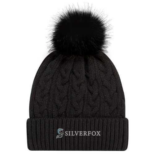 Cuff Toque (Faux Fur Pom Pom) - Black Thumbnail